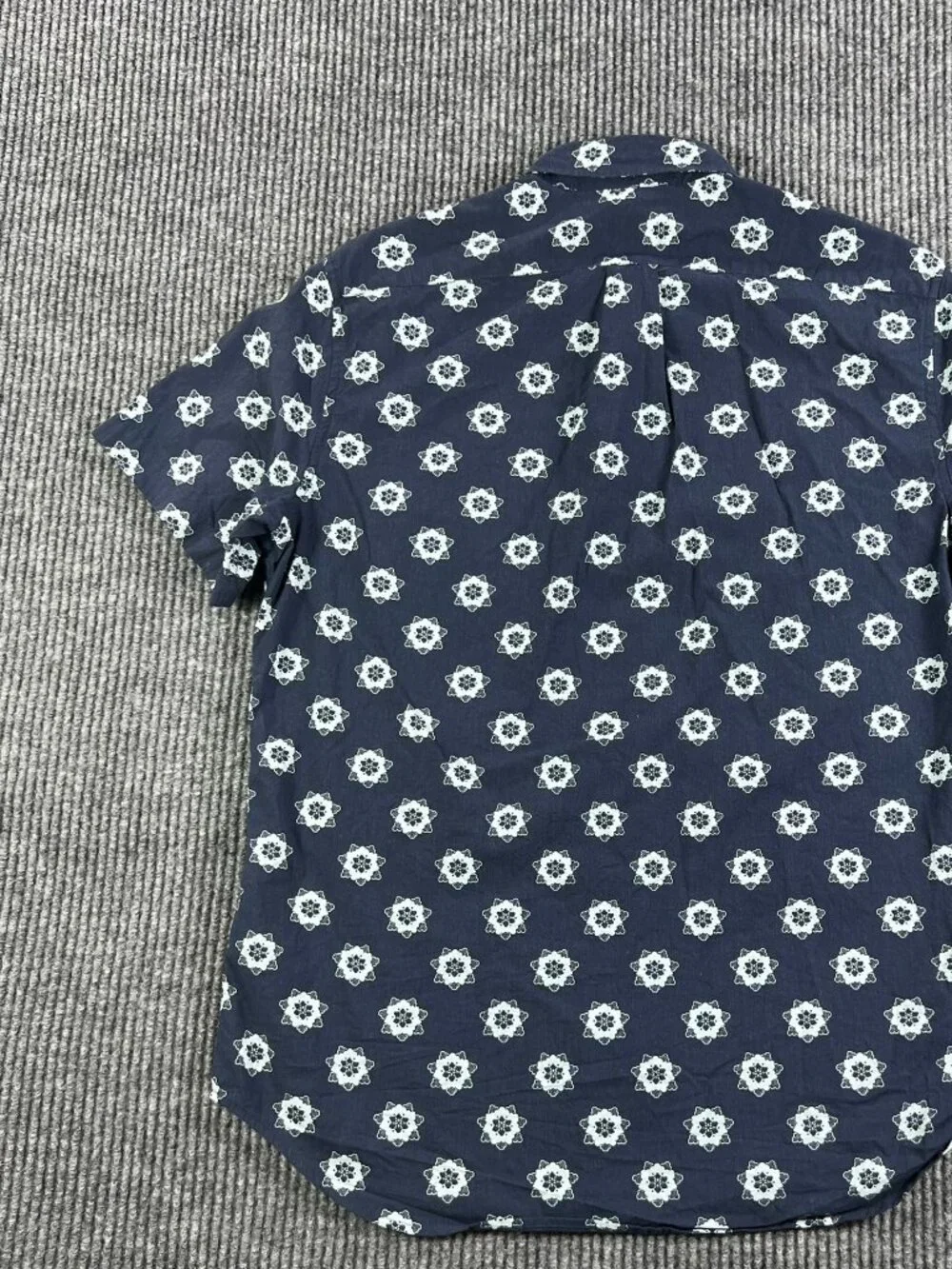 J.Crew Secret Wash Shirting Stretch Short Sleeve Floral Button Down Blue